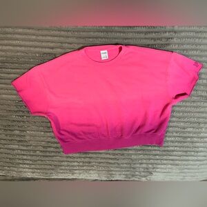 Pink Oversized Crop short sleeve sweat shirt S/P